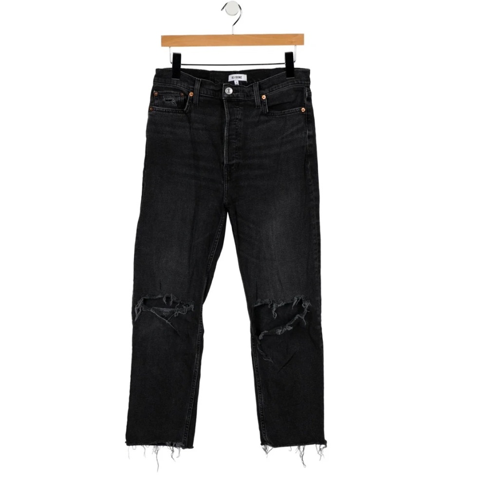 RE/DONE Stovepipe ripped jeans washed charcoal